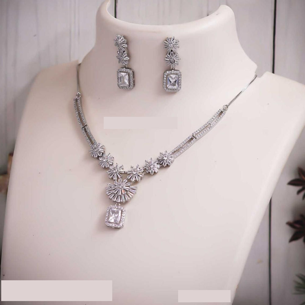 Tanish Art Jewellery Shine All Day American Diamonds Necklace Set