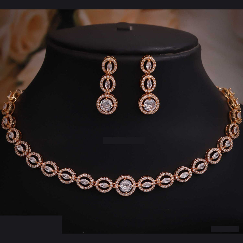 Tanish Art Jewellery Royal Spark Austrain Stone Necklace Set For Parties