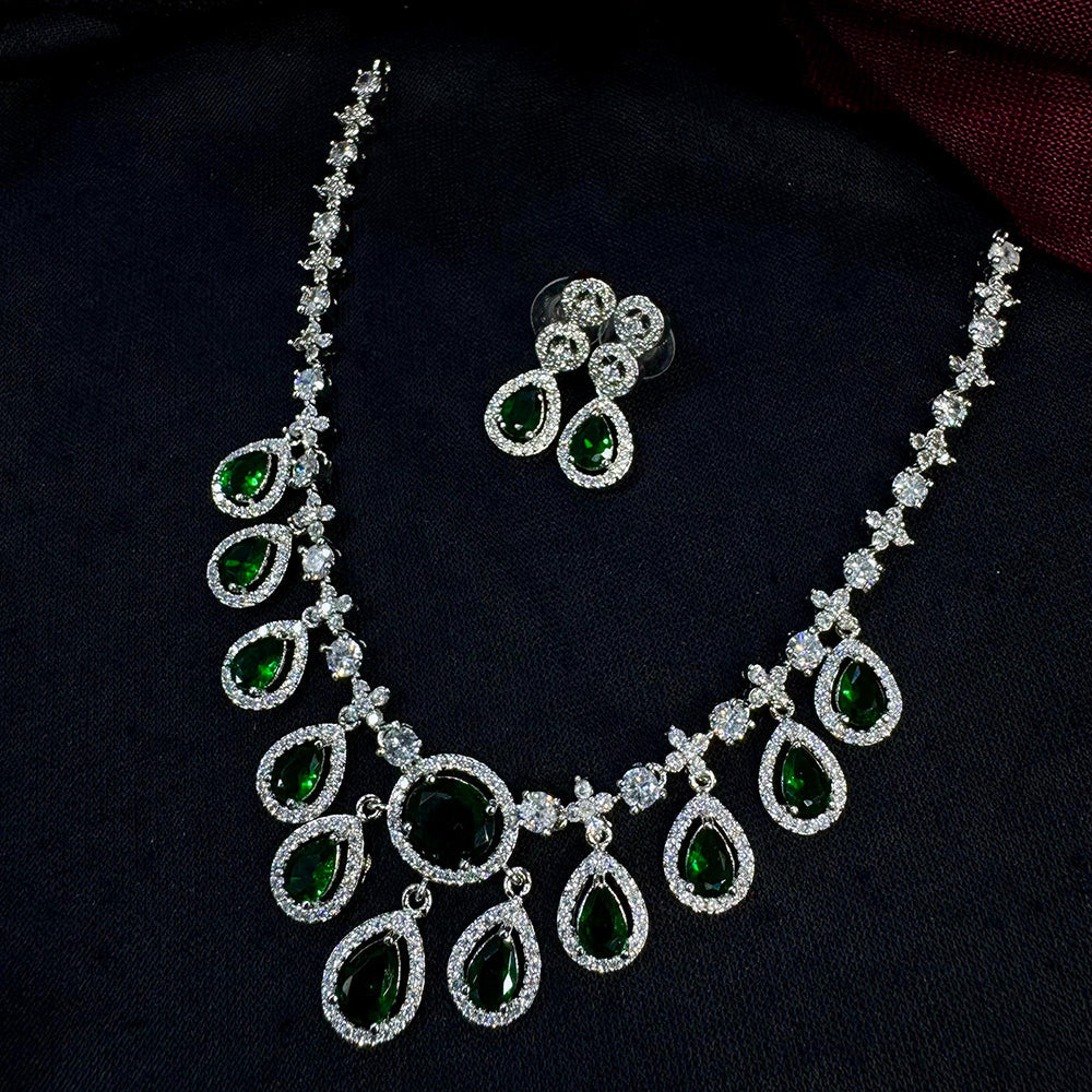 Tanish Art Jewellery Glamorous AD And Austrain Stone Necklace Set