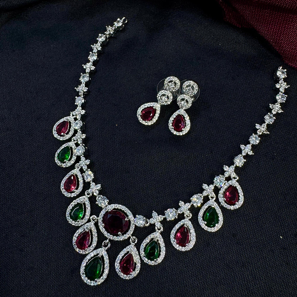 Tanish Art Jewellery Glamorous AD And Austrain Stone Necklace Set