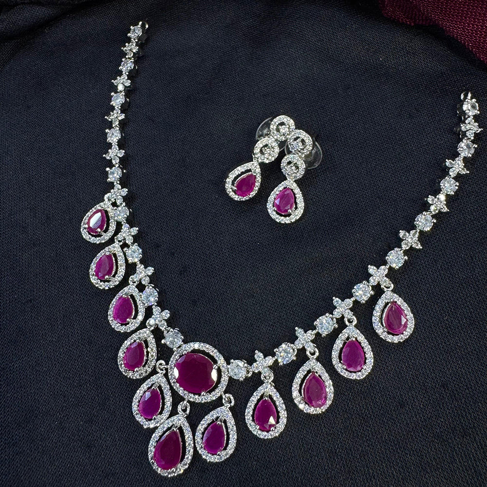 Tanish Art Jewellery Glamorous AD And Austrain Stone Necklace Set