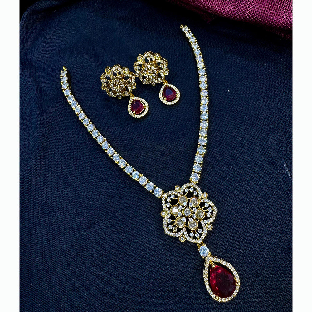 Tanish Art Jewellery Glamorous AD And Austrain Stone Necklace Set