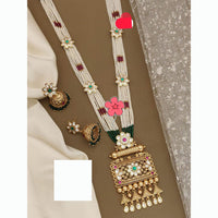 Tanish Art Jewellery Regal Beauty Pota Stone And Pearl Necklace Set