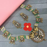 Tanish Art Jewellery Regal Beauty Pota Stone And Pearl Necklace Set