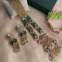 Tanish Art Jewellery Glamorous Pota Kundan And Pearl Necklace Set