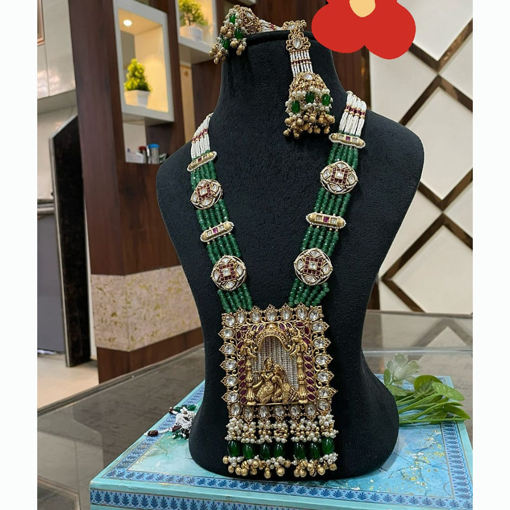 Tanish Art Jewellery Glamorous Pota Kundan And Pearl Necklace Set