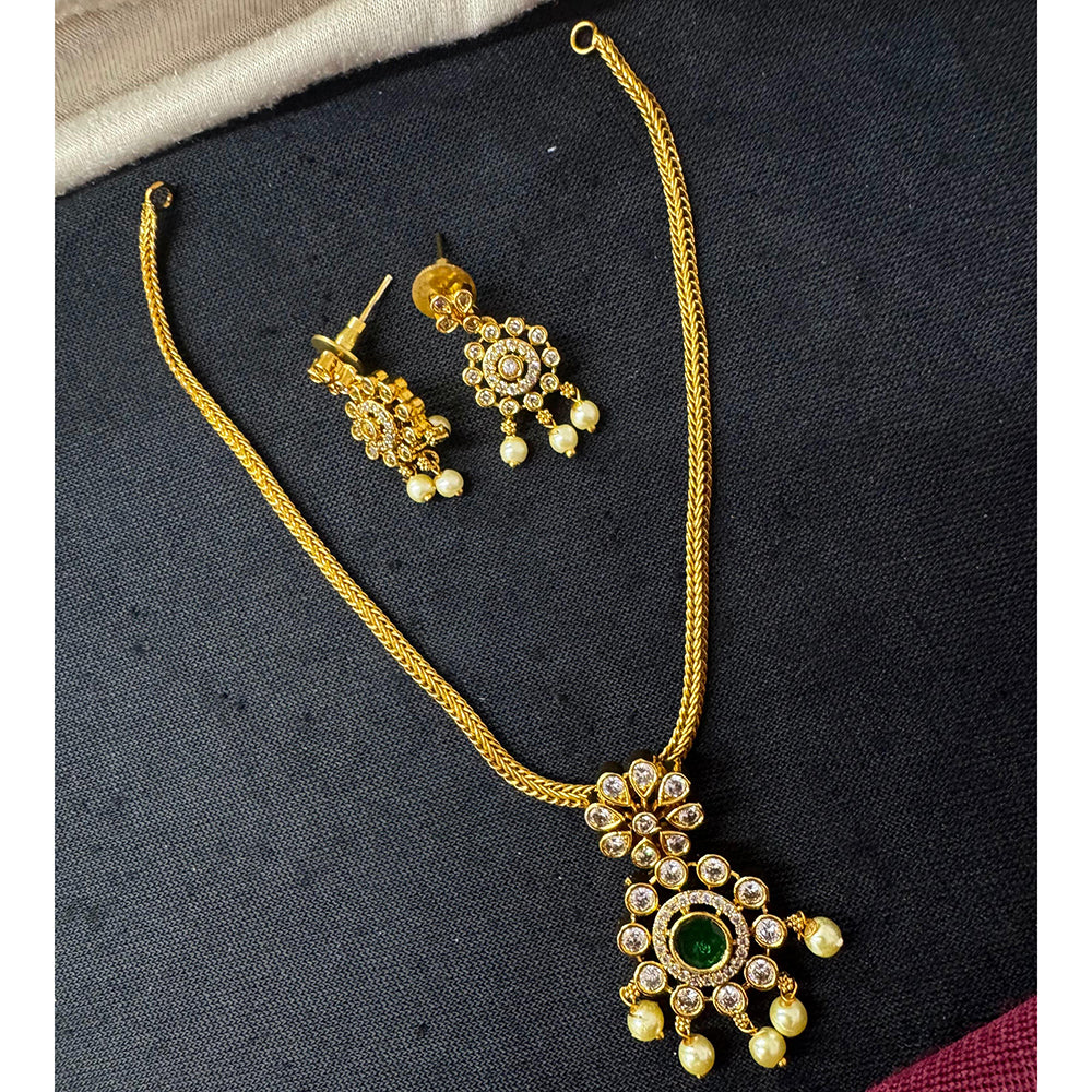 Tanish Art Jewellery Ethnic Charm Pota And Austrain Stone Pearl Necklace Set