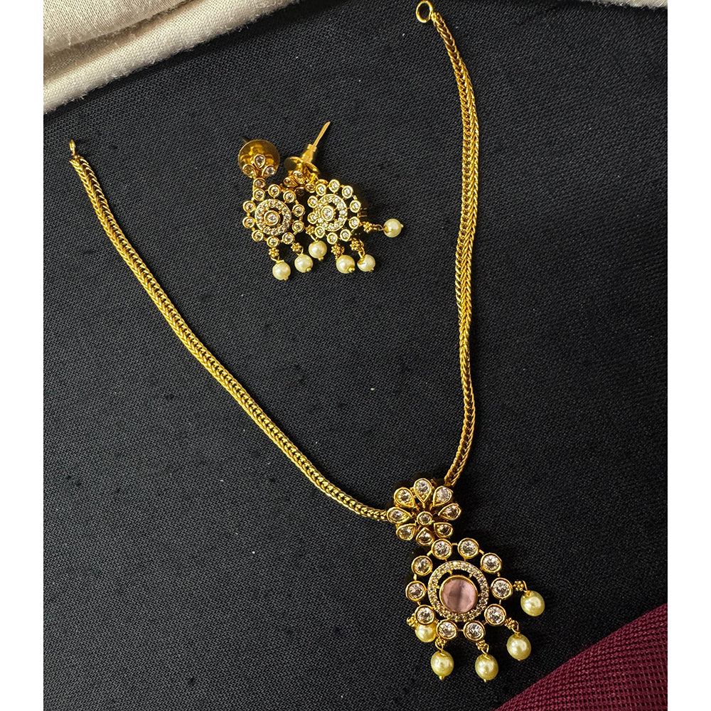 Tanish Art Jewellery Ethnic Charm Pota And Austrain Stone Pearl Necklace Set