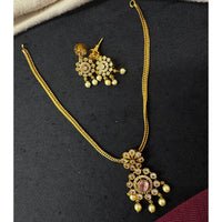 Tanish Art Jewellery Ethnic Charm Pota And Austrain Stone Pearl Necklace Set
