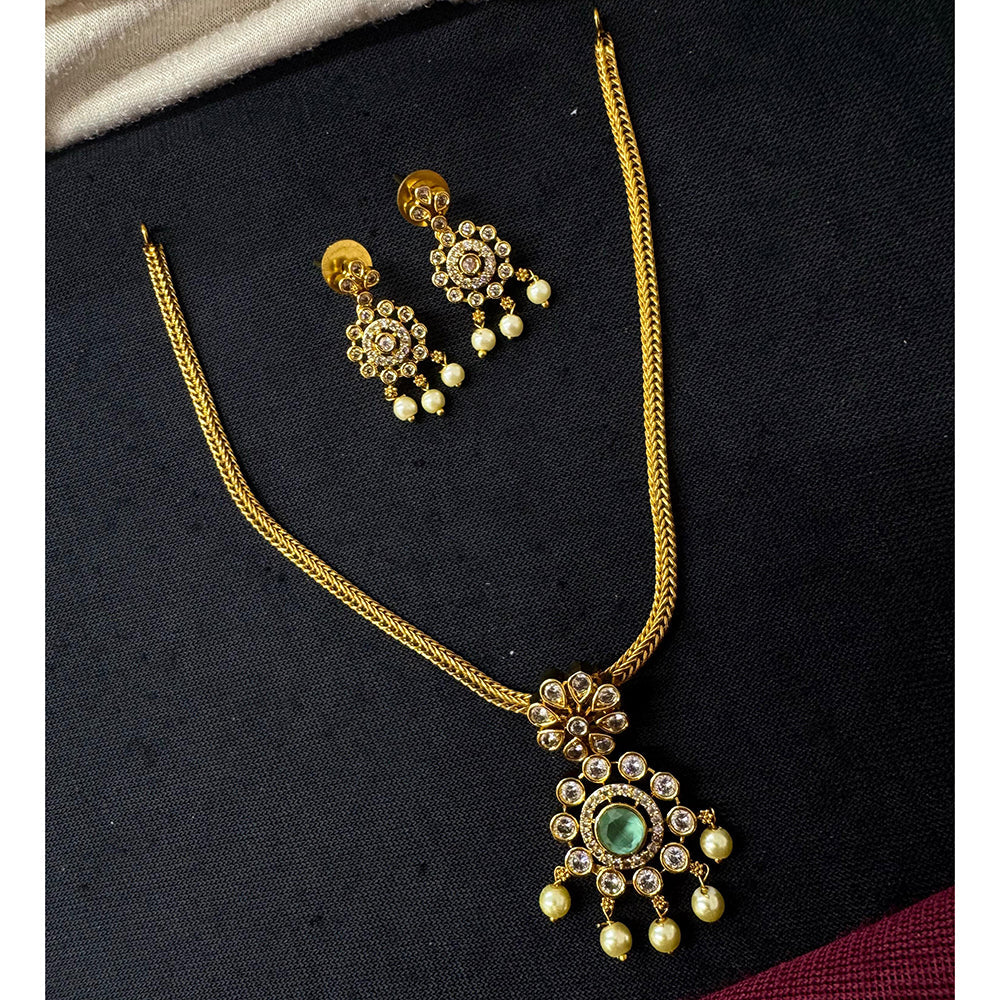 Tanish Art Jewellery Ethnic Charm Pota And Austrain Stone Pearl Necklace Set