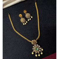 Tanish Art Jewellery Ethnic Charm Pota And Austrain Stone Pearl Necklace Set