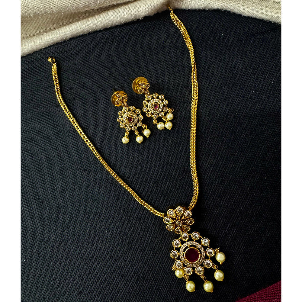 Tanish Art Jewellery Ethnic Charm Pota And Austrain Stone Pearl Necklace Set