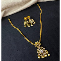 Tanish Art Jewellery Ethnic Charm Pota And Austrain Stone Pearl Necklace Set