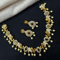 Tanish Art Jewellery Ethnic Charm Pota And Austrain Stone Pearl Necklace Set