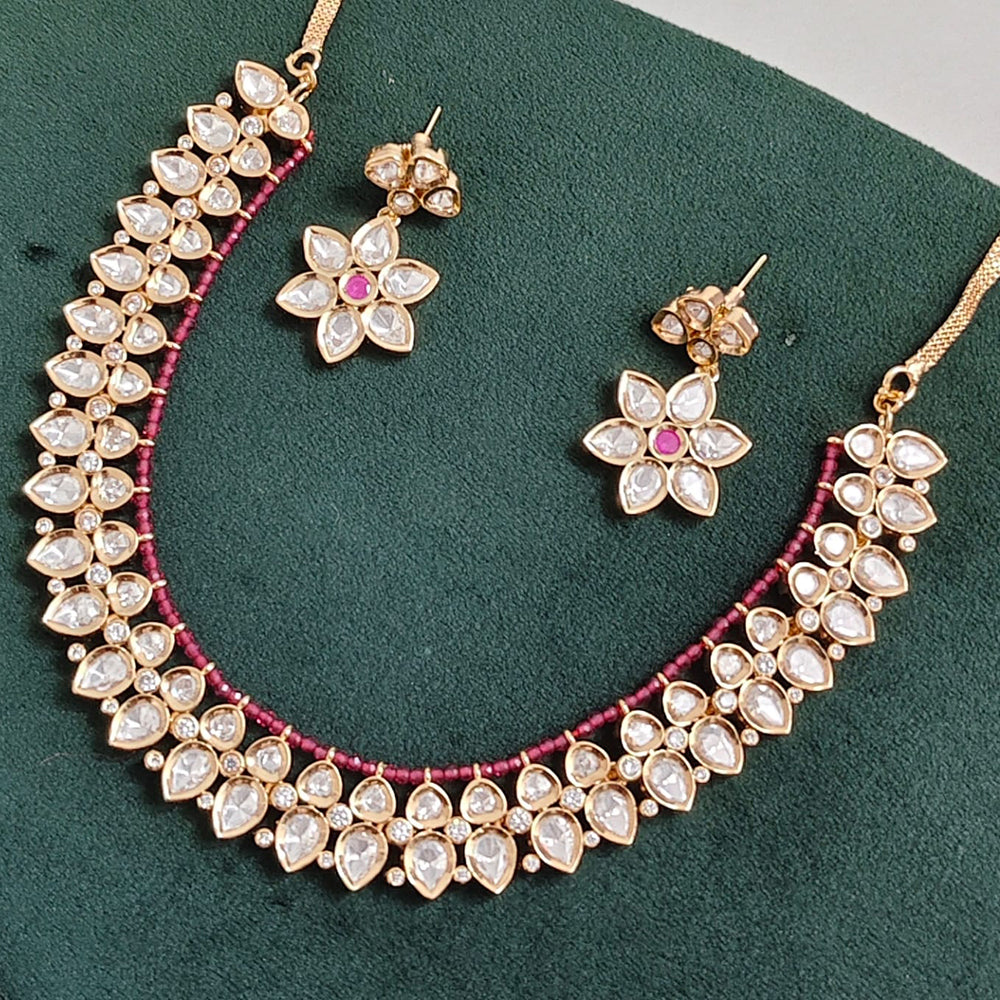 Tanish Art Jewellery Designer Polki Kundan Stone And Pearl Necklace Set 