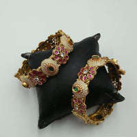 Tanish Art Jewellery Classic Pota And Kundan Stone Openable Bangles Set