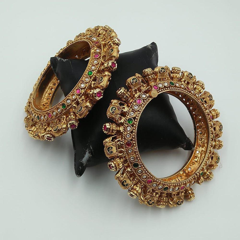 Tanish Art Jewellery Classic Pota And Kundan Stone Openable Bangles Set