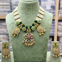 Tanish Art Jewellery Pota Stone And Pearl Designer Necklace Set