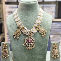 Tanish Art Jewellery Pota Stone And Pearl Designer Necklace Set