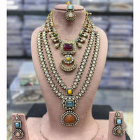 Tanish Art Jewellery Royal Look Kundan Stone Double Necklace Set