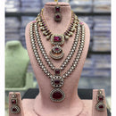 Tanish Art Jewellery Royal Look Kundan Stone Double Necklace Set