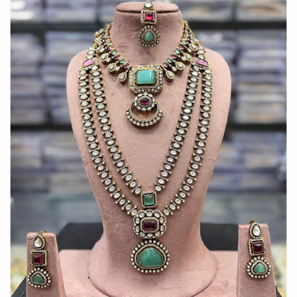 Tanish Art Jewellery Royal Look Kundan Stone Double Necklace Set