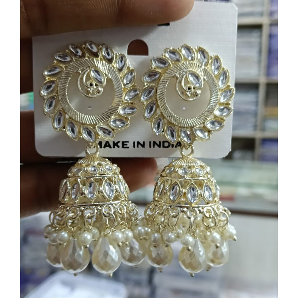Tanish Art Jewellery Kundan And Pearl Jhumki Earrings