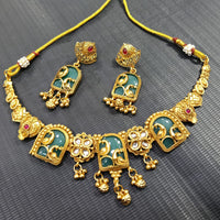 Tanish Art Jewellery Pota Stone And Pearl Elegant Necklace Set