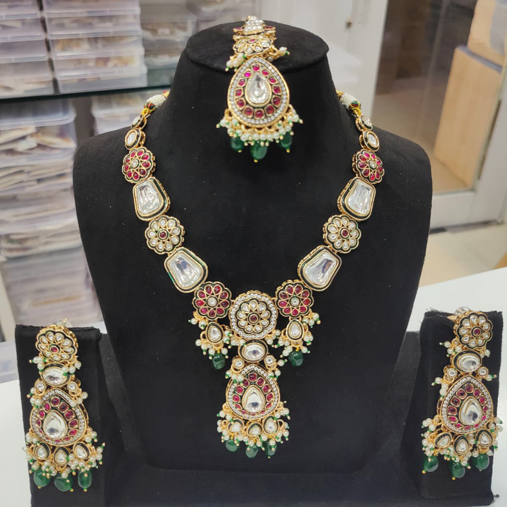 Tanish Art Jewellery Royal Kundan Stone Pearl And Beads Necklace Set