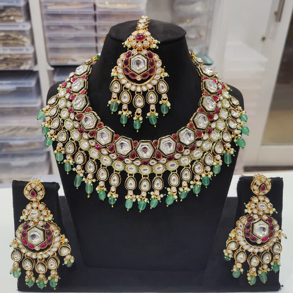 Tanish Art Jewellery Royal Kundan Stone Pearl And Beads Necklace Set