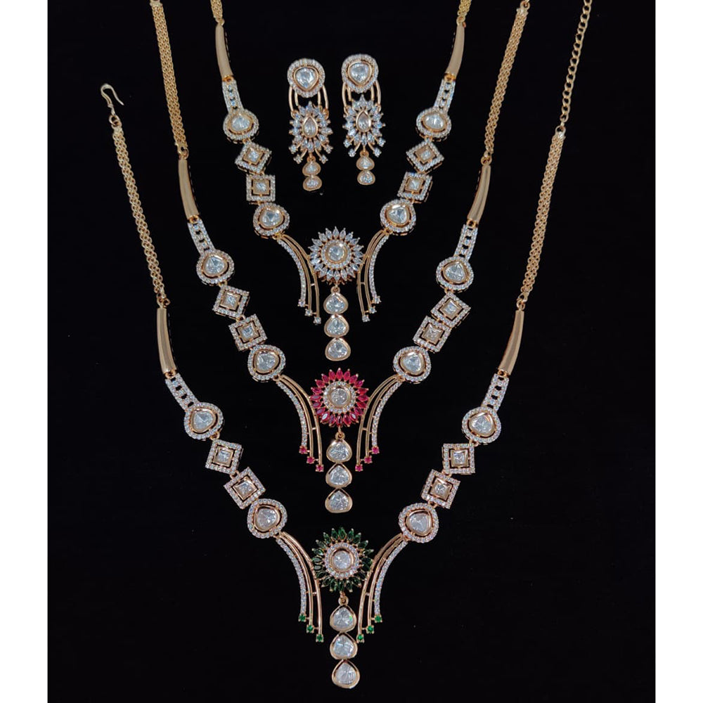 Tanish Art Jewellery Polki Kundan Stone Traditional Royal Necklace Set