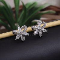 Tanish Art Jewellery Minimal Floral Austrian Stone Stud Earrings