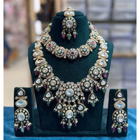 Tanish Art Jewellery Designer Kundan Stone Pearl And Beads Double Necklace Set