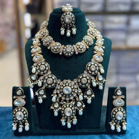 Tanish Art Jewellery Designer Kundan Stone Pearl And Beads Double Necklace Set