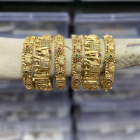 Tanish Art Jewellery Pota Stone Royal Vintage Look Elephant Openable Bangles Set