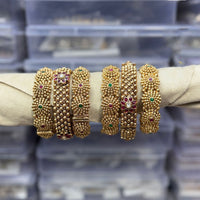 Tanish Art Jewellery Pota Stone Royal Openable Bangles Set