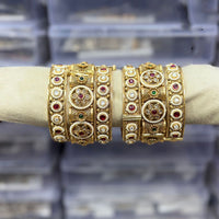 Tanish Art Jewellery Pota Stone And Pearl Royal Openable Bangles Set