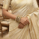 Tanish Art Jewellery Pota Stone And Pearl Royal Openable Bangles Set