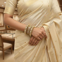 Tanish Art Jewellery Pota Stone And Pearl Royal Openable Bangles Set