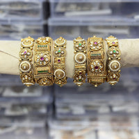 Tanish Art Jewellery Pota Stone And Pearl Royal Openable Bangles Set