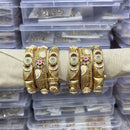 Tanish Art Jewellery Pota Stone And Meenakari Designer Openable Bangles Set