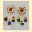 Tanish Art Jewellery Elegant Pota Stone And Pearl Changeable Stud Earrings