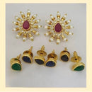 Tanish Art Jewellery Elegant Pota Stone And Pearl Changeable Stud Earrings
