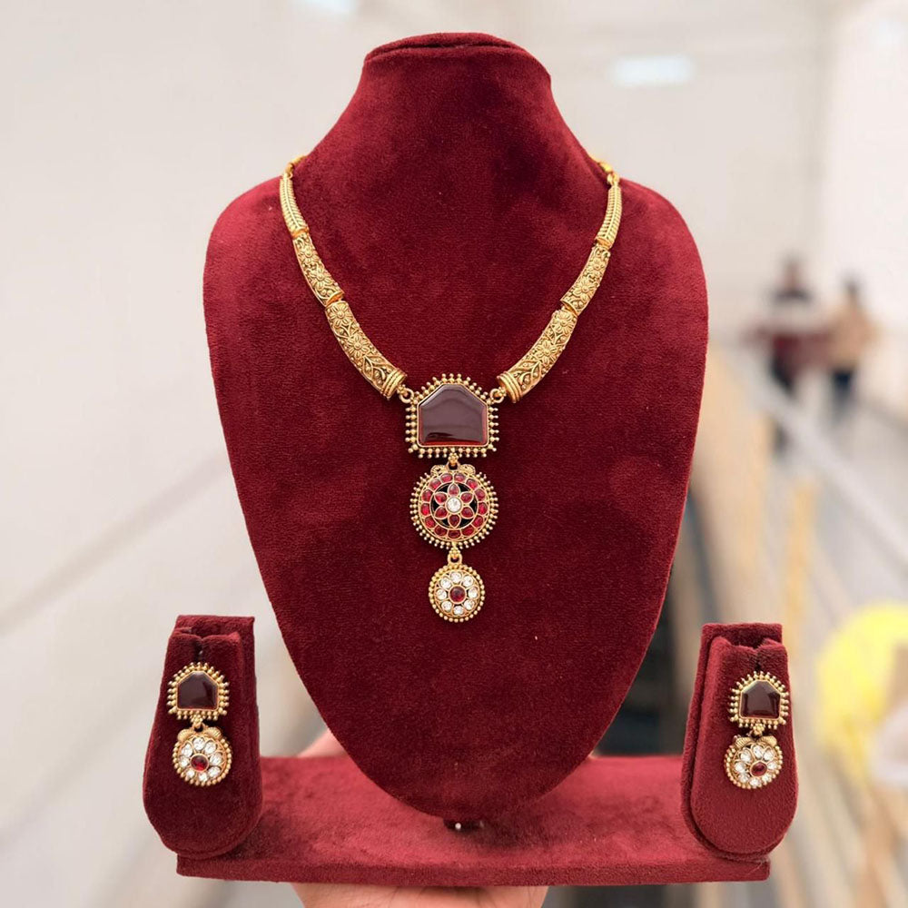 Tanish Art Jewellery Pota Stone Elegant Necklace Set