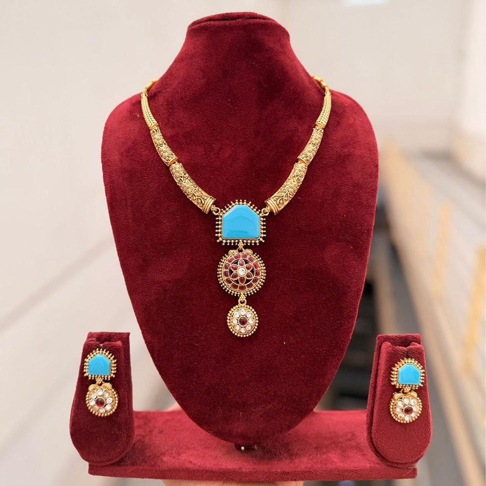 Tanish Art Jewellery Pota Stone Elegant Necklace Set