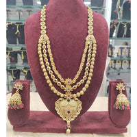 Tanish Art Jewellery Royal Pota Stone And Pearl Long Necklace Set
