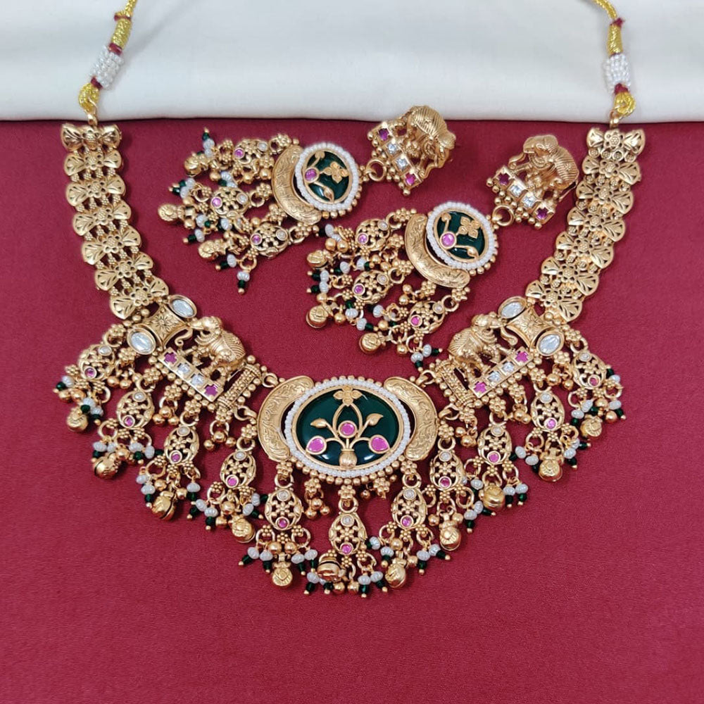 Tanish Art Jewellery Royal Pota Stone And Pearl Necklace Set