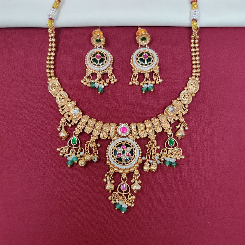 Tanish Art Jewellery Royal Pota Stone And Pearl Necklace Set
