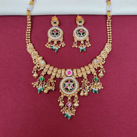Tanish Art Jewellery Royal Pota Stone And Pearl Necklace Set
