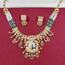 Tanish Art Jewellery Royal Pota Stone And Pearl Meenakari Necklace Set